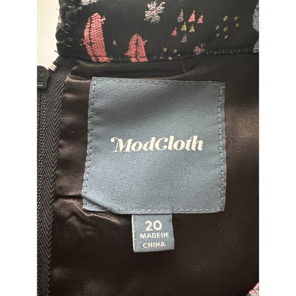 Modcloth Jacquard Cactus Print Fit & Flare Dress Black/Multi-Color Size 20 - Picture 6 of 7